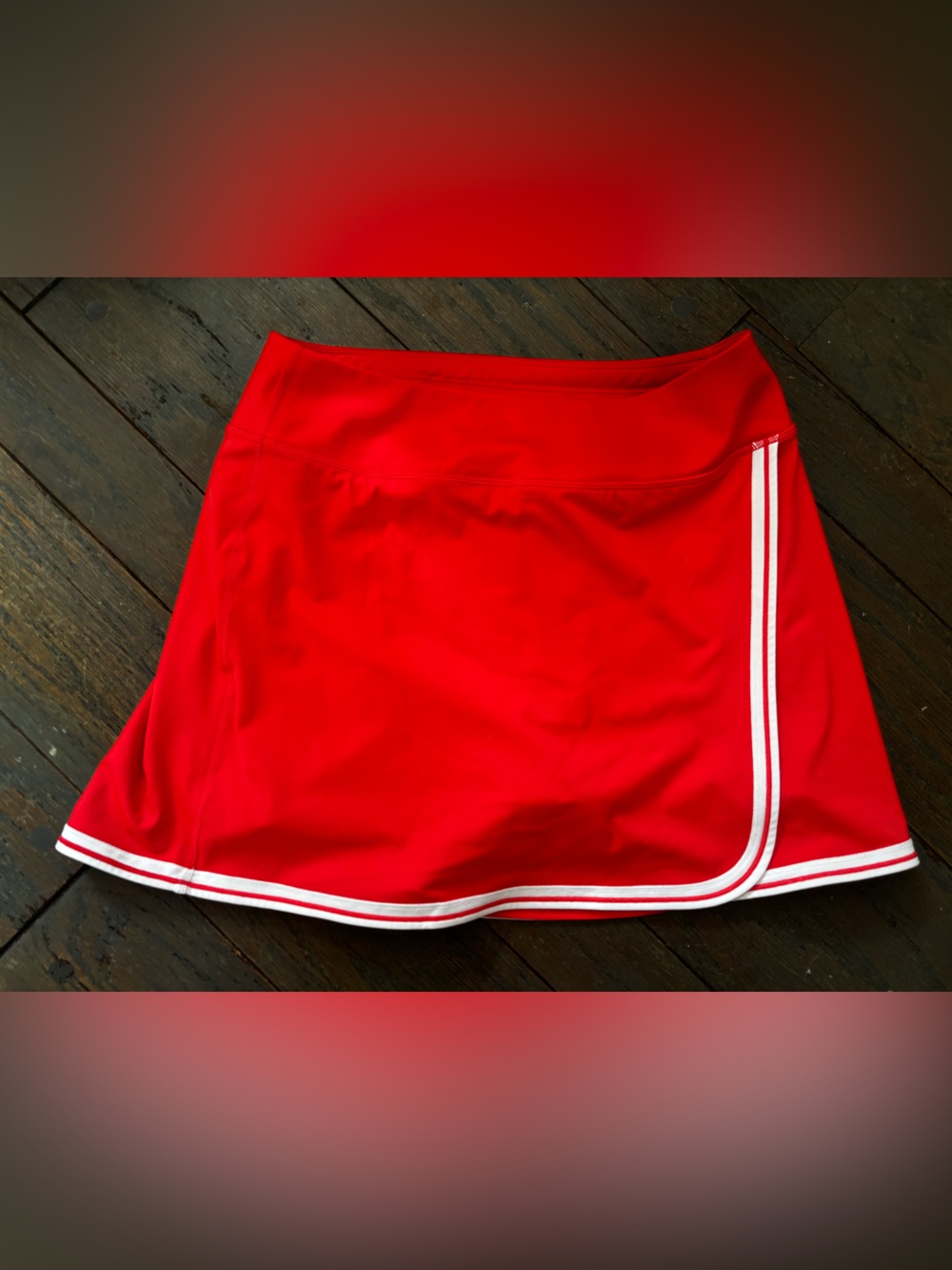 Athleta Crosscourt Striped Skort Red with White Trim Medium Tennis Golf